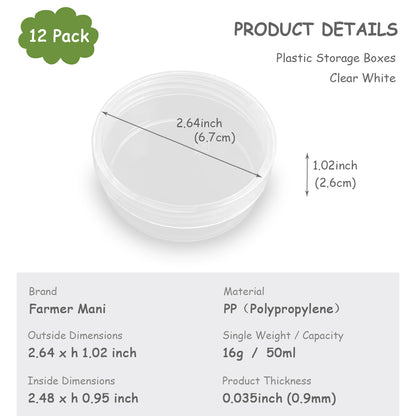 12 Pack 1.69 oz Clear Storage Box Round Organizer