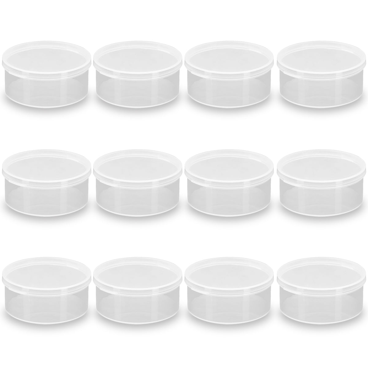 Clear Round Plastic Containers 2.7 oz - 12 PCS