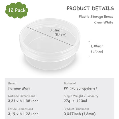 12 Pcs 4.05 oz Round Plastic Containers