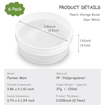 6 Pcs 7.44 oz Clear Plastic Round Storage Jars