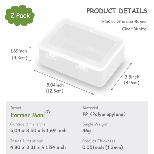 Clear Plastic Storage Containers Box with Lid (5.04x3.5x1.69 inch, 2 Pack)