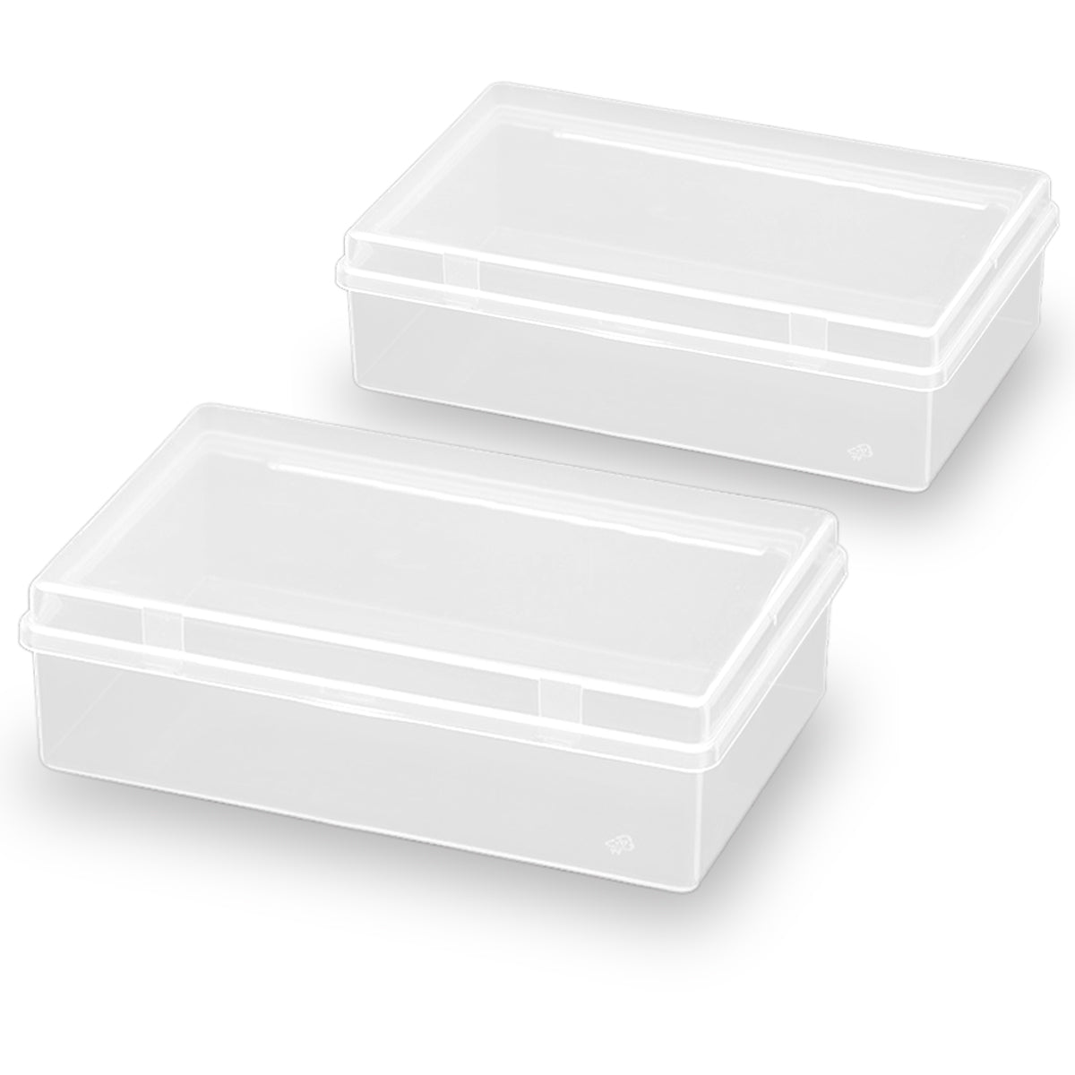 2 Pack Rectangular Clear Small Plastic Storage Containers Box 5.24x3.31x1.58 Inches