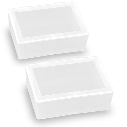 2 Pieces Rectangle Small Plastic Box Containers (5.2 x 3.86 x 1.69 inches)