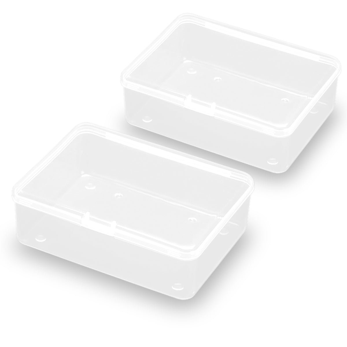 2 Pcs Small Plastic Storage Containers Box with Lid (5.51x4.02x1.89 inch)