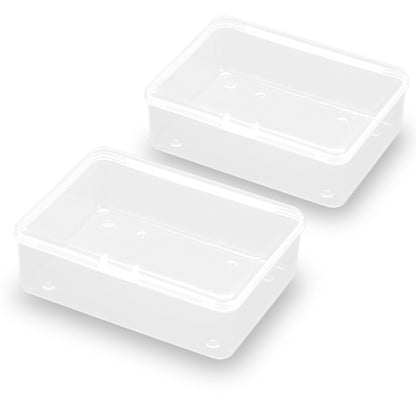 2 Pcs Small Plastic Storage Containers Box with Lid (5.51x4.02x1.89 inch)