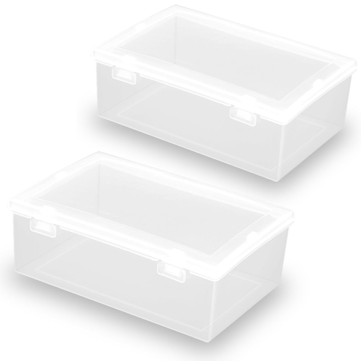 2 Pcs Rectangle Clear Plastic Beads Storage Containers Box (6.22x4.09x2.28inch)
