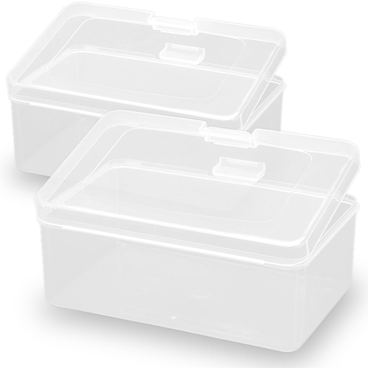 2 Pack Rectangle Plastic Clear Storage Containers Box (6.5 x 4.09 x 2.68 inch)