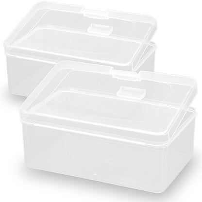 2 Pack Rectangle Plastic Clear Storage Containers Box (6.5 x 4.09 x 2.68 inch)