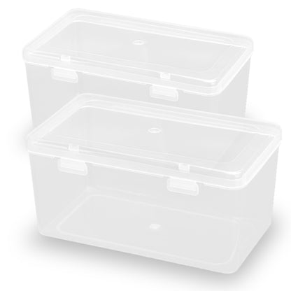 2 Pack Rectangular Clear Plastic Box Containers (6.77x3.78x3.67 Inches)