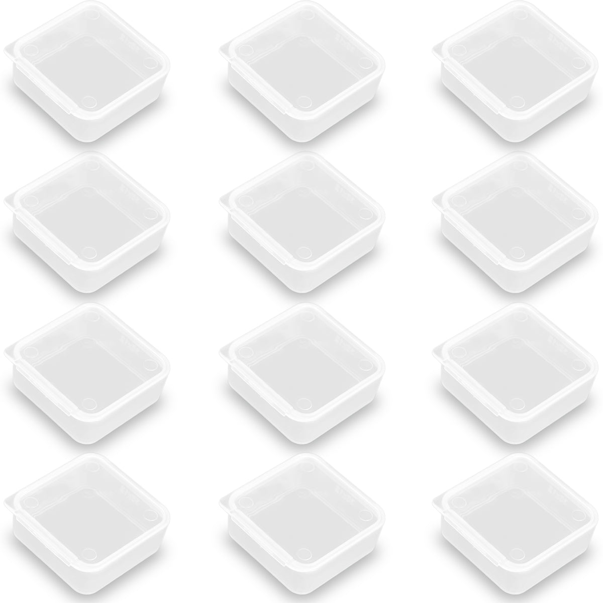 12 Pcs Square Bead Organizers with Lid (1.54 x 1.54 x 0.59 inch)
