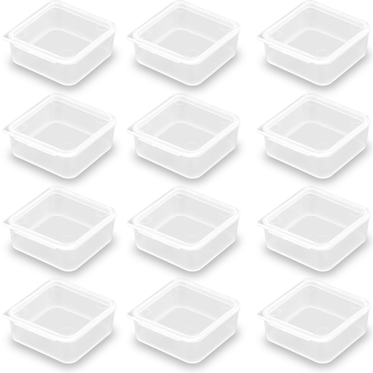 Square Mini Plastic Storage Containers (1.54 x 1.54 x 0.63 inch), 12 Pack