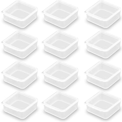 Square Mini Plastic Storage Containers (1.54 x 1.54 x 0.63 inch), 12 Pack