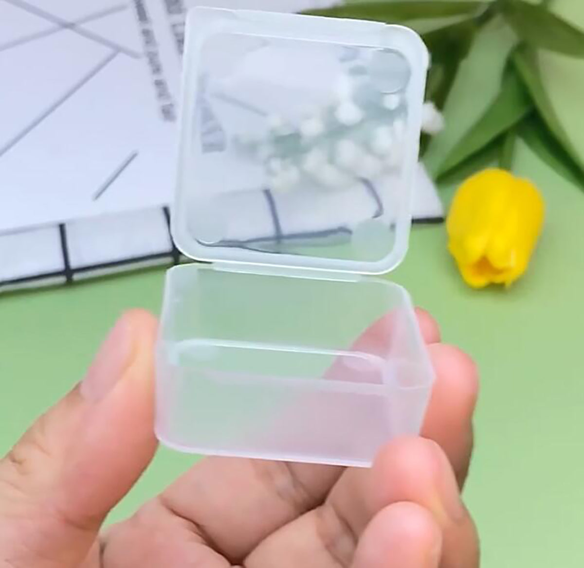 Square Mini Plastic Storage Containers (1.54 x 1.54 x 0.63 inch), 12 Pack