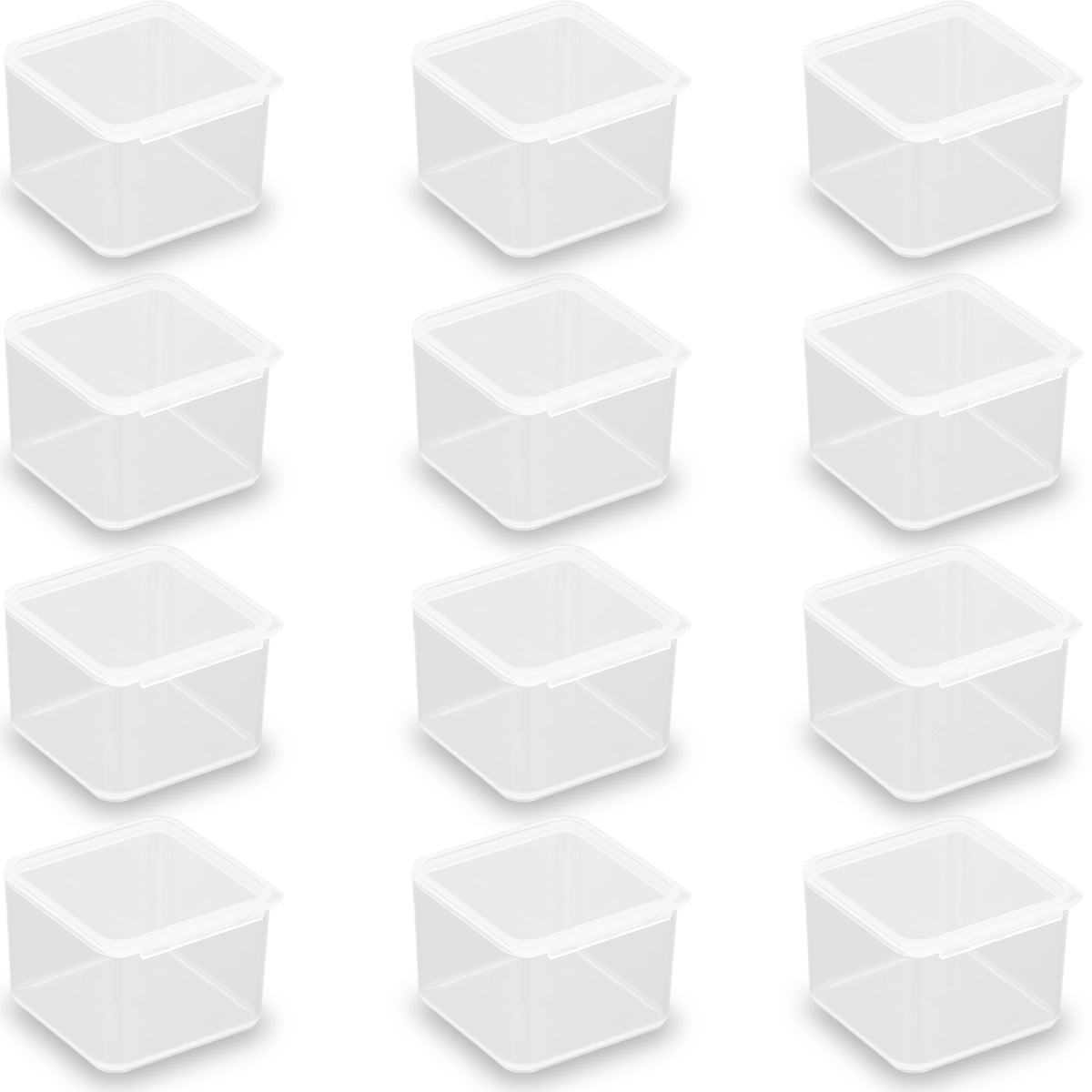 12 Pack Clear Square Craft Supply Case (1.58 x 1.58 x 1.1 Inch)