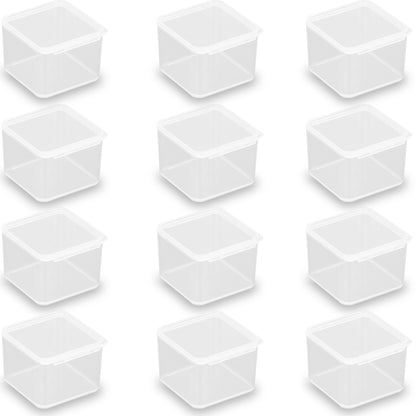12 Pack Clear Square Craft Supply Case (1.58 x 1.58 x 1.1 Inch)