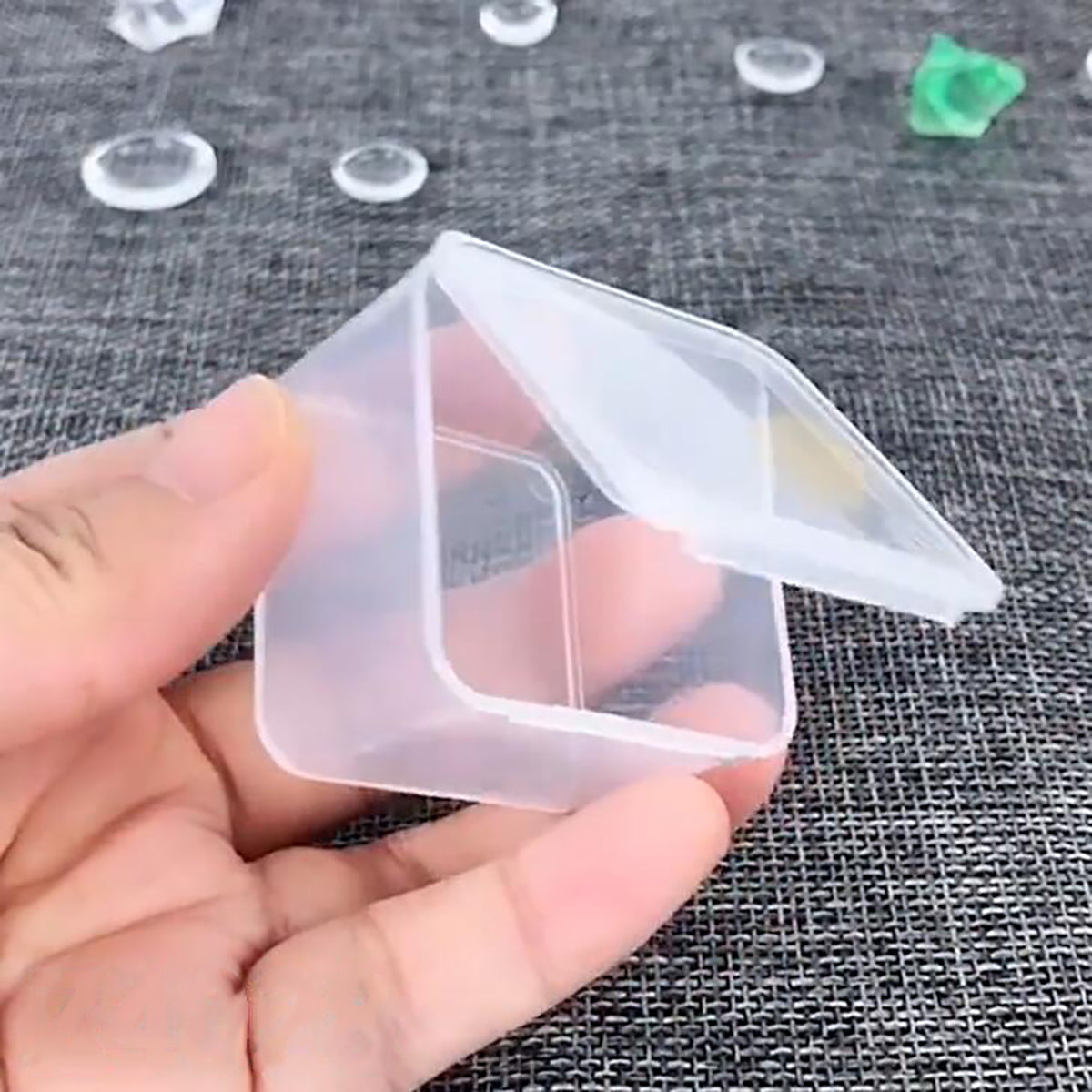 12 Pack Clear Square Craft Supply Case (1.58 x 1.58 x 1.1 Inch)