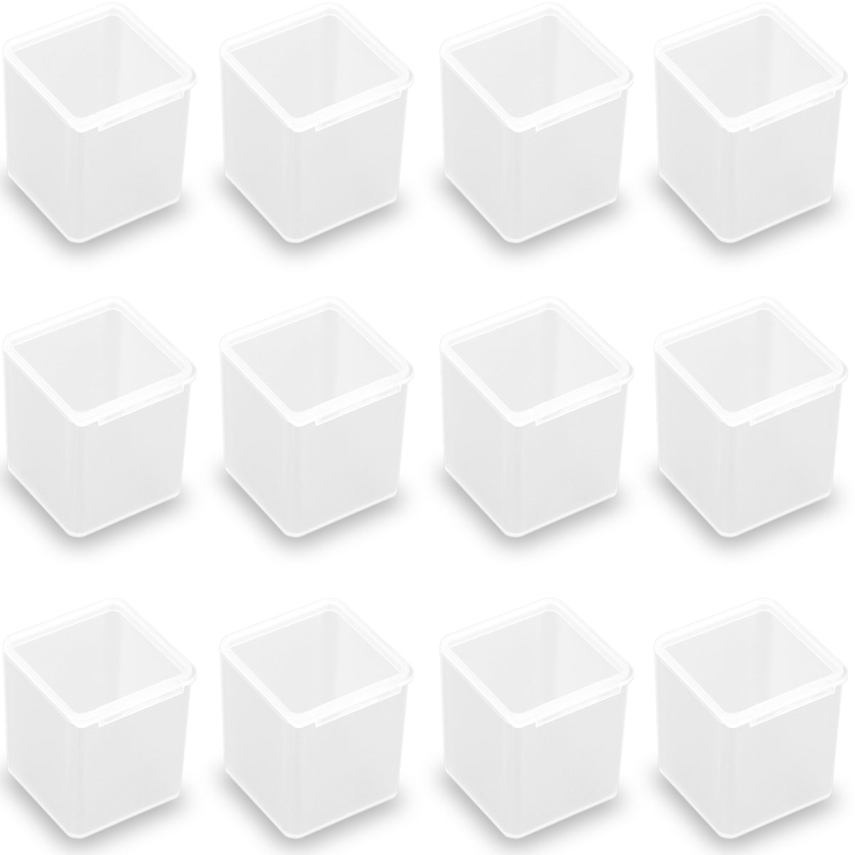 12 PCS Square Plastic Clear Storage Containers Box (1.58 x 1.58 x 1.85 Inch)