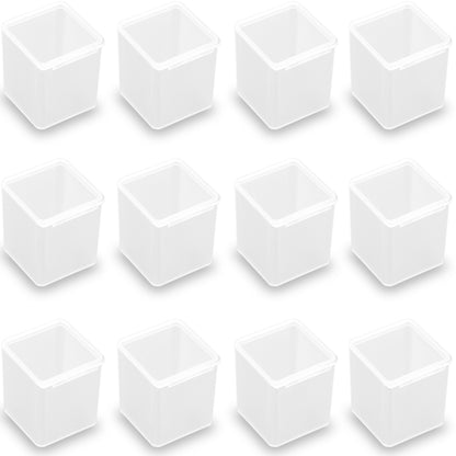 12 PCS Square Plastic Clear Storage Containers Box (1.58 x 1.58 x 1.85 Inch)