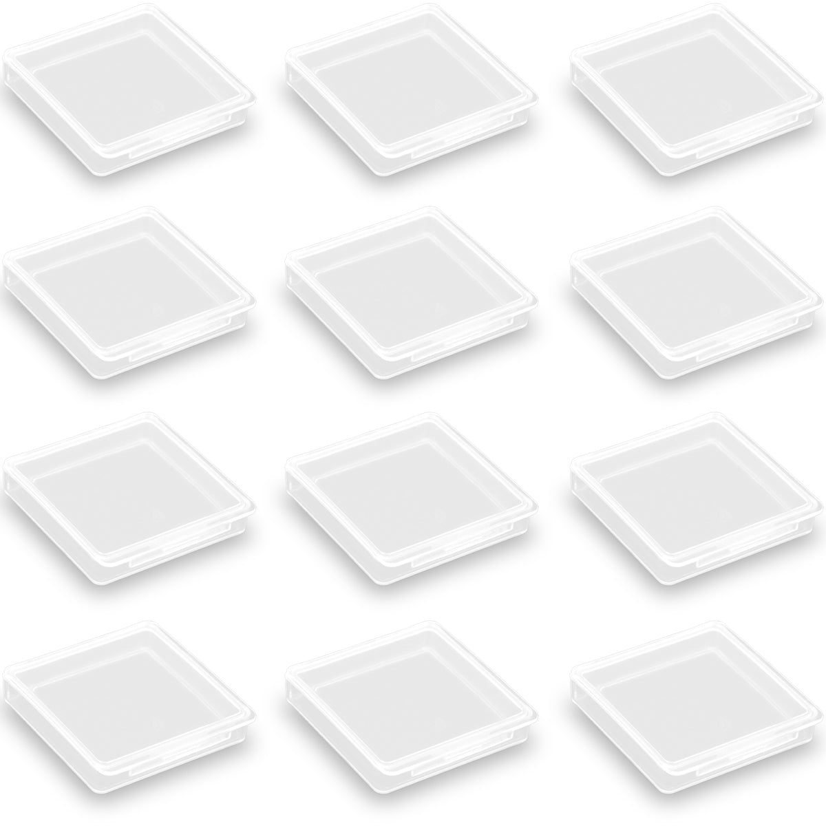 12 Pieces Square Clear Plastic Storage Containers (1.85 x 1.85 x 0.32 inch)