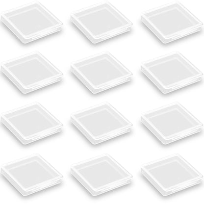 12 Pieces Square Clear Plastic Storage Containers (1.85 x 1.85 x 0.32 inch)