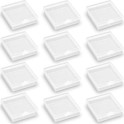 12 Pack Clear Square Plastic Beads Storage - 2.13 x 2.09 x 0.67 Inch