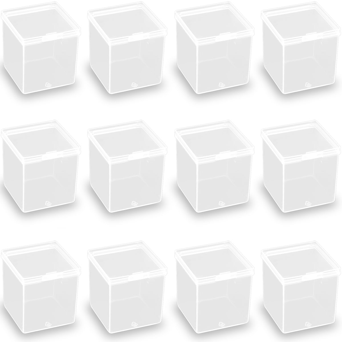12 Pcs Square Clear Plastic Beads Storage Containers Box (2.05 x 2.05 x 2.28 Inch)