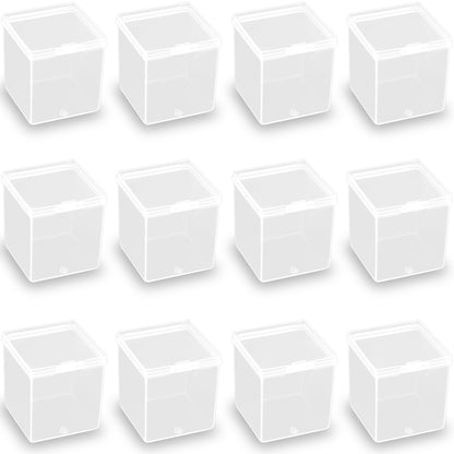 12 Pcs Square Clear Plastic Beads Storage Containers Box (2.05 x 2.05 x 2.28 Inch)