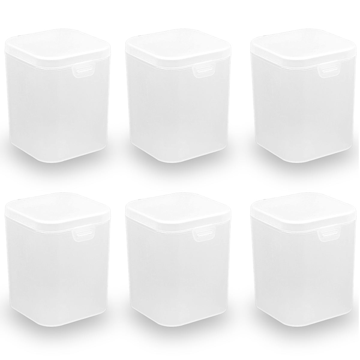 6 Pack Matte Plastic Clear Storage Containers Boxes, 2.6 x 2.6 x 3.35 Inch