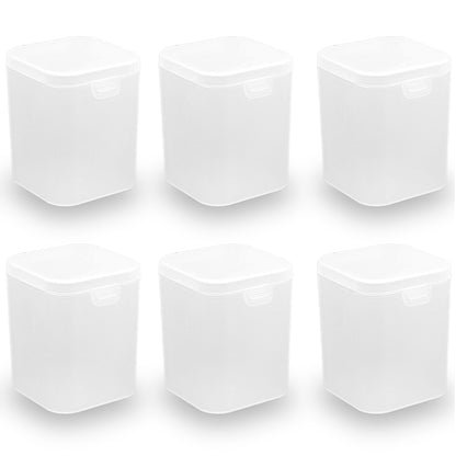 6 Pack Matte Plastic Clear Storage Containers Boxes, 2.6 x 2.6 x 3.35 Inch
