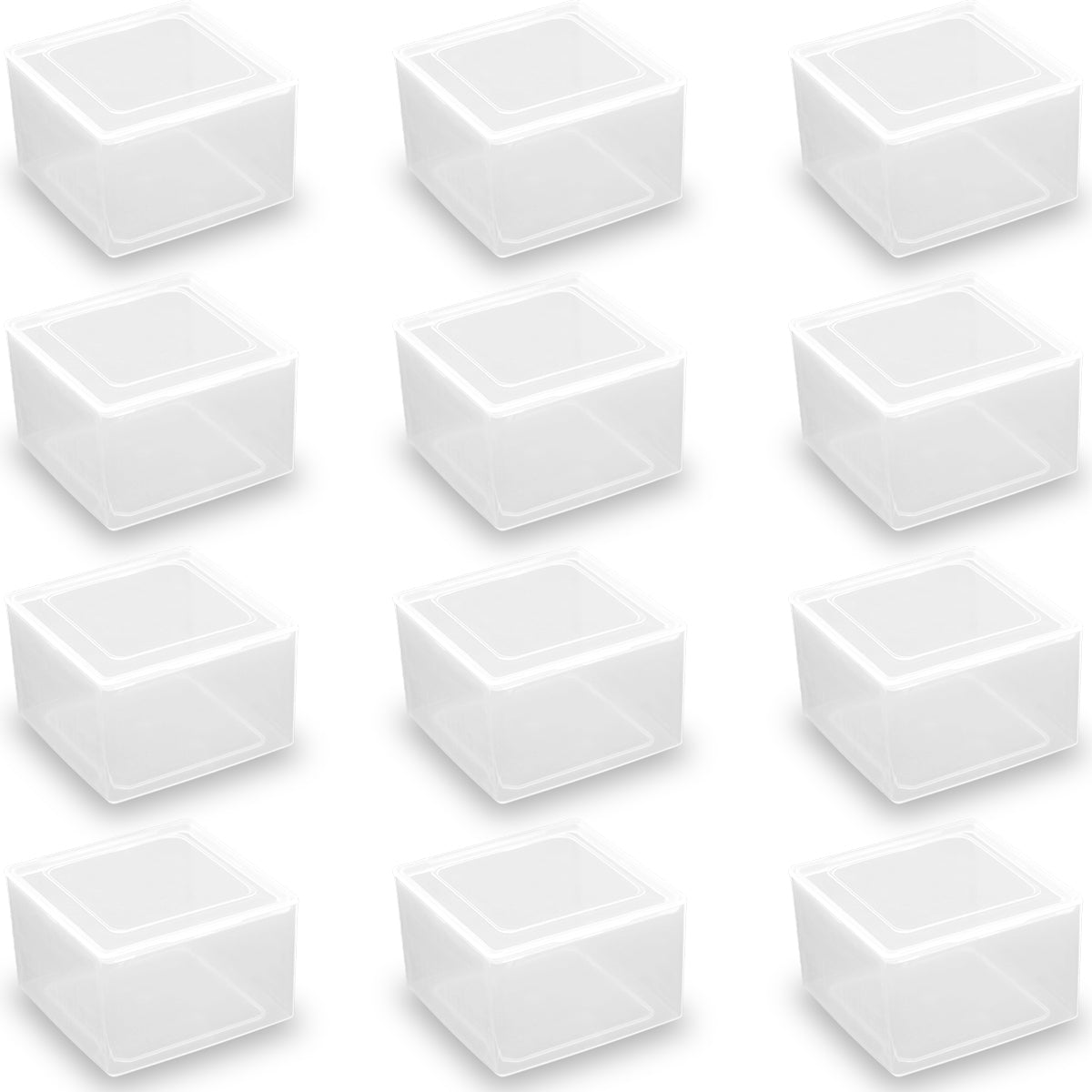 12Pcs Square Small Plastic Containers with Lid (3.15 x 3.15 x 2.01 inch)