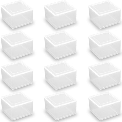 12Pcs Square Small Plastic Containers with Lid (3.15 x 3.15 x 2.01 inch)