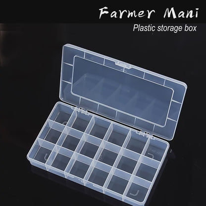 2PCS 18 Grids Transparent Plastic Divided Storage Case